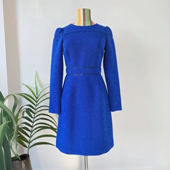 Reiss Vibrant Blue Mesh Panel Dress Size USA 0 - Picture 1 of 6